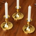 Ver imagem 5 de Kit com 3 Castiçais Porta Vela Decorativos em Metal Dourado Elegantes para Velas Finas 7 cm 7,5 cm D