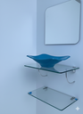Ver imagem 2 de Kit Cuba Espelho e Prateleira de Vidro para Banheiro 53cm:azul