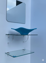 Ver imagem 3 de Kit Cuba Espelho e Prateleira de Vidro para Banheiro 53cm:azul