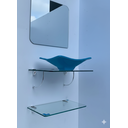 Ver imagem 3 de Kit Cuba Espelho e Prateleira de Vidro para Banheiro 53cm:azul