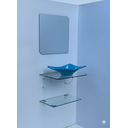 Ver imagem 1 de Kit Cuba Espelho e Prateleira de Vidro para Banheiro 53cm:azul