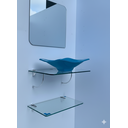 Ver imagem 4 de Kit Cuba Espelho e Prateleira de Vidro para Banheiro 53cm:azul