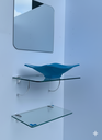 Ver imagem 4 de Kit Cuba Espelho e Prateleira de Vidro para Banheiro 53cm:azul