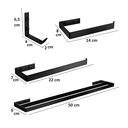 Ver imagem 2 de Kit Acessórios para Banheiros Lavabo Aço Toalheiro Duplo 50 Cm Preto