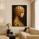 Ver imagem 1 de Quadro Canvas Mulher Ruiva Xadrez 60x40cm Mold Branca