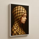 Ver imagem 5 de Quadro Canvas Mulher Ruiva Xadrez 60x40cm Mold Branca