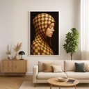 Ver imagem 4 de Quadro Canvas Mulher Ruiva Xadrez 60x40cm Mold Branca