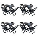 Ver imagem 1 de Kit 4 Conjuntos De Mesa Com 4 Cadeiras De Madeira Dobravel 120X70 Preto - Preto