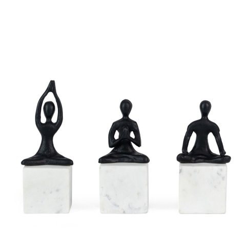Decoração Trio Esculturas Yoga em Mármore Mart 21917