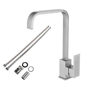 Torneira Monocomando 360º Cozinha Bancada Inox Escovada 1/4