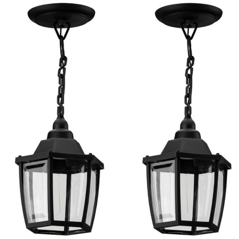 Kit 2 Luminárias Teto 40cm E27 Pendente Dital Preto Heritage Bivolt Cozinha Sala Estar Jantar