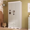 Ver imagem 1 de Guarda-roupa Infantil 92cm com Vidro 3 Portas e 2 Gavetas Sonho Multimóveis Mp4472 Branco-off White