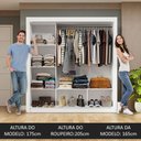Ver imagem 6 de Guarda-roupa Casal 3 Portas de Correr Branco/preto Nobre Madesa