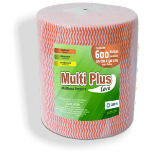 Pano Multiuso Wave Multiplus - 29cm X 300m - 600 Folhas - 35g/m² - Laranja
