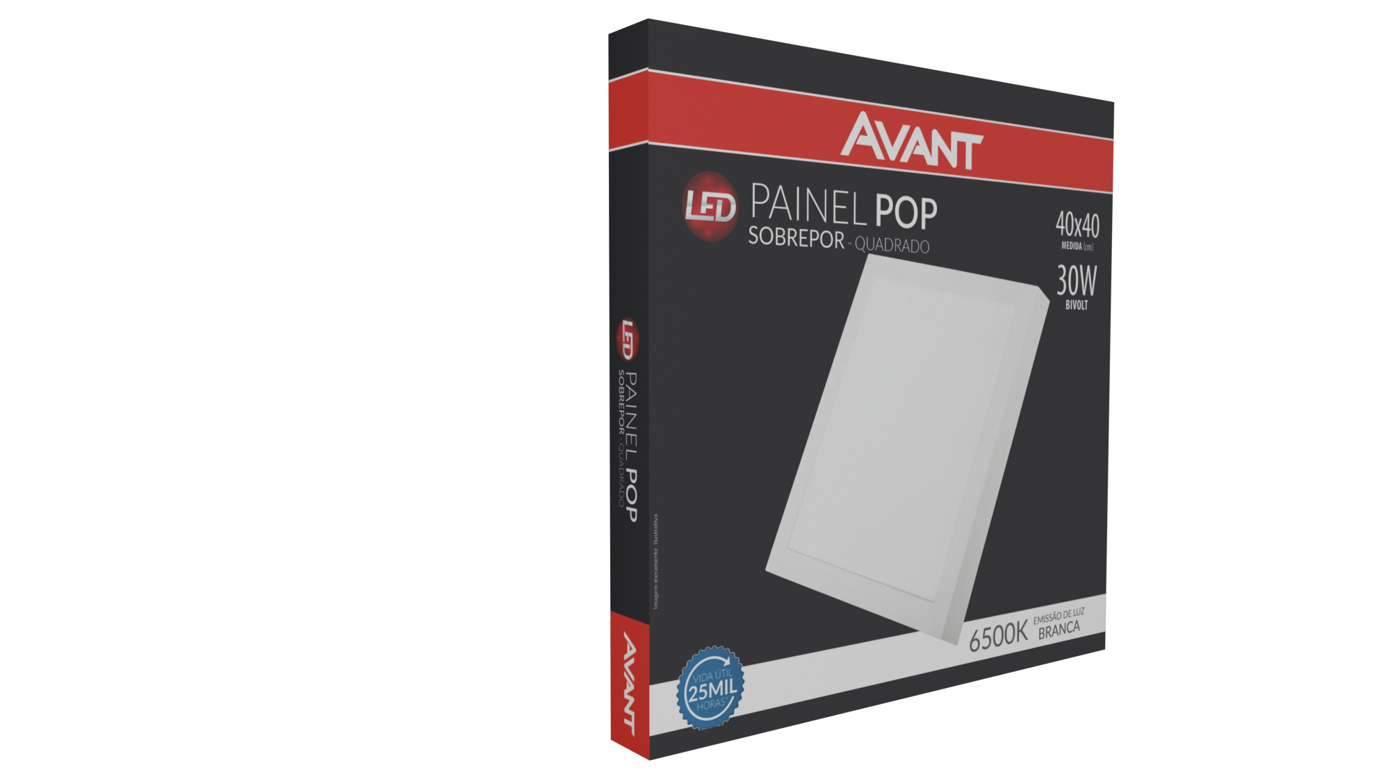 Painel Plafon Led Quadrado Sobrepor 6500k Branco Bivolt 30w Avant - 3