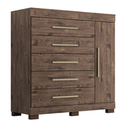 Cômoda Rayane 5gav C/sapateira Café Acp Móveis 100%mdf - 1 Cômoda Rayane 5gav C/sapateira Café Acp Móveis 100%mdf - 1