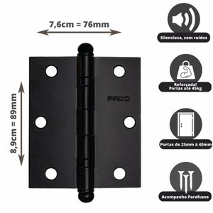 Dobradiça com Rolamento Concept 3530 Pado Preto Texturizado