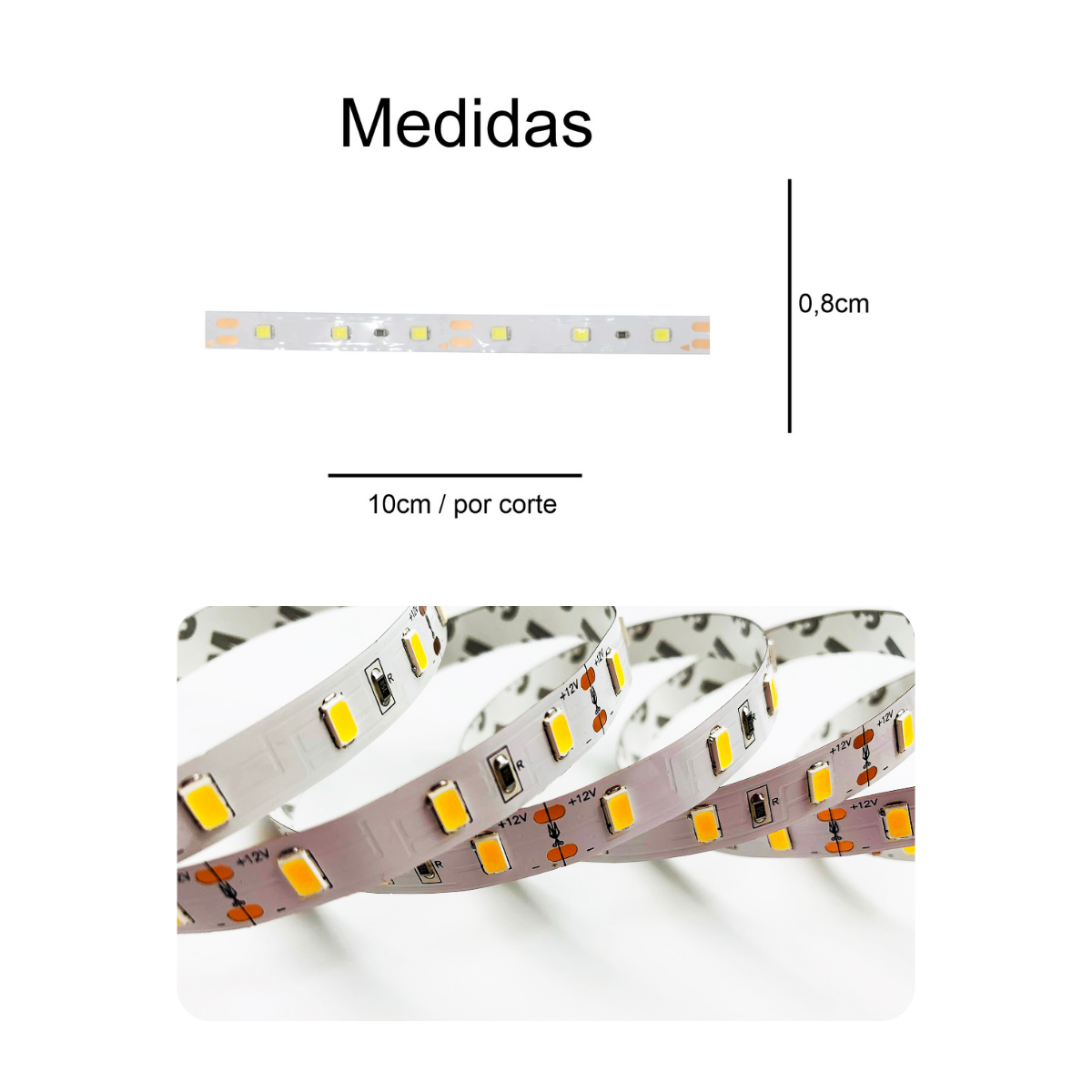 Fita Led 2835 SMD 60 Led 5metros12V IP20 2700K Branco Quente - 4