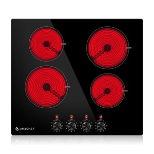 Cooktop Elétrico Amzchef 24 com 4 Bocas, 11 Níveis de Potência Preto