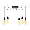 Ver imagem 1 de Lustre Aranha com 5 Pendentes (2m Cabo Preto + Soquetes + Canopla)