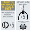 Ver imagem 3 de Lustre Aranha com 5 Pendentes (2m Cabo Preto + Soquetes + Canopla)