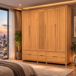 Guarda Roupa Armário 5 Portas Madeira Maciça Natural Marrom - 1