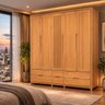 Guarda Roupa Armário 5 Portas Madeira Maciça Natural Marrom - 1