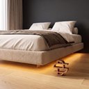 Ver imagem 5 de Cama Box Queen Osaka Flutuante Estilo Japonesa 158x198 Base Estofada Bouclê Capuccino - Desk Design