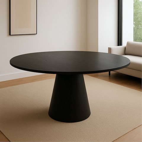 Mesa de Jantar Cone Redonda Laminado em Madeira 120cm Cairo Preto Ebano