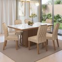 Ver imagem 1 de Conjunto Sala de Jantar Tampo de Vidro 6 Cadeiras Rustic/Branco/Imperial Colmar Madesa
