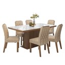 Ver imagem 2 de Conjunto Sala de Jantar Tampo de Vidro 6 Cadeiras Rustic/Branco/Imperial Colmar Madesa