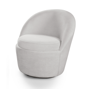 Poltrona Eduarda Tecido Bouclé Cinza Claro Base Giratória