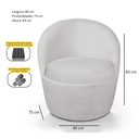 Ver imagem 4 de Poltrona Eduarda Tecido Bouclé Cinza Claro Base Giratória