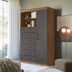 Comoda Multiuso 1 Porta 6 Gavetas Maraba Santos Andira