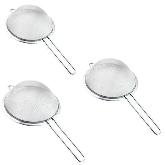 Kit 03 Peneiras Inox 14cm Utensílios de Cozinha Bar