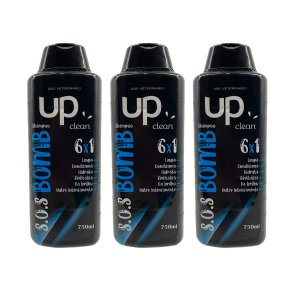 3x Unidades 6 em 1 Pet Shampoo Cães e Gatos Condicionador Hidrata 750ml
