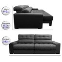 Ver imagem 2 de Sofá Retrátil e Reclinável 2,52m Molas Ensacadas Cama inBox Brasil Velusoft Cinza