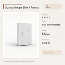 Ver imagem 4 de Guarda Roupa Slim 4 Portas 2 Gavetas Branco Formimóveis