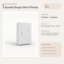 Ver imagem 5 de Guarda Roupa Slim 4 Portas 2 Gavetas Branco Formimóveis