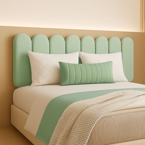 Cabeceira Queen Size Design Nuvem 45x20cm 8 Placas em Suede:verde Claro