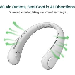 Ventilador Pescoço Portátil Recarregável sem Lâmina Branco - 7