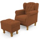Ver imagem 1 de Poltrona de Amamentação Yara P02 com Puff Paris Luis Xv L02 Bouclê Terracota - Lyam Decor