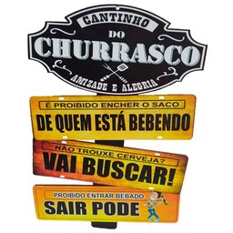 Placas de Carros 3 Frases Decor Cantinho do Churrasco - Amizade e Alegria - 1
