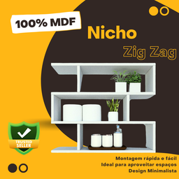 Nicho Zig P15cm Minimalista Branco Mdf Organizador Dormitorio Bebe Infantil Kids - Rufatto Decoraçõe - 4