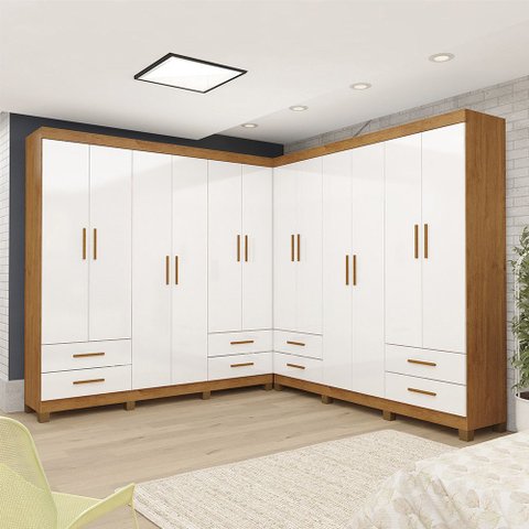 Closet Casal Duplo Lu 12PTS 8 Gavetas sem Espelho com Pés Quadrados Carioca Móveis