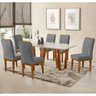 Conjunto Sala de Jantar Samira 160x90 Blend Tampo Off com 6 Cadeiras Estofadas Rubi Veludo Cinza - 1