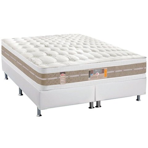 Cama Box Queen: Colchão Molas Ensacadas Castor Pocket Silver Star Air DF + Base CRC Courano Branco(1