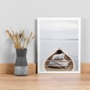 Ver imagem 2 de Quadro Praia Canoa Relax 45x34cm - com Vidro:madeira Branca