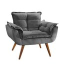 Ver imagem 2 de Kit 2 Poltronas Decorativa Opala Suede Grafite - Twdecora Opalla