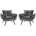Ver imagem 1 de Kit 2 Poltronas Decorativa Opala Suede Grafite - Twdecora Opalla